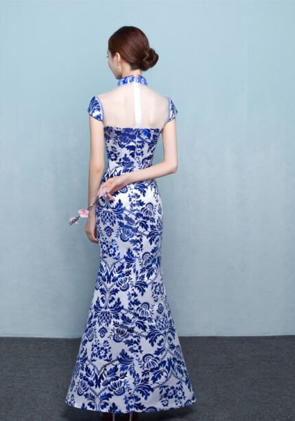 Blue Cheongsam Long Chinese Style Qipao