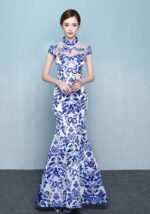 Blue Cheongsam Long Chinese Style Qipao