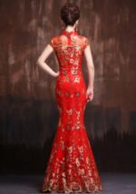 Red Wedding Cheongsam Etiquette Long Dresses