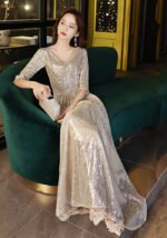 Evening Gold Luxury Banquet Wedding Qipao Dresses