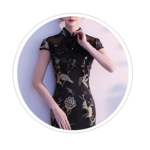 black cheongsam dress