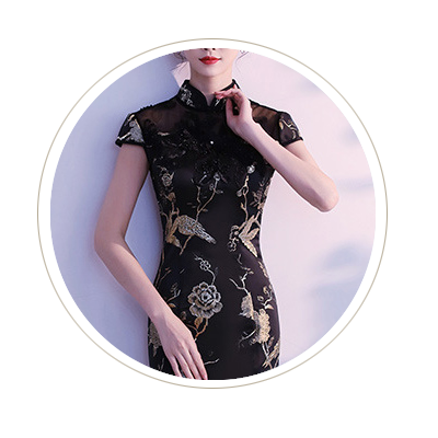 black cheongsam dress