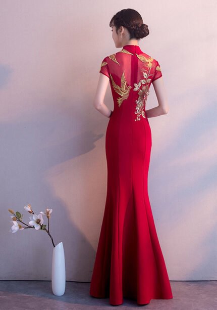 Wedding Cheongsam Chinese Bridal Toast Red Dress