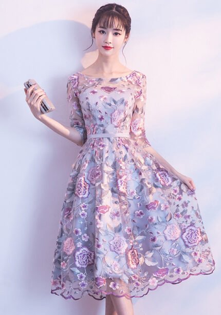 Banquet Evening Dress Floral Short Modern Cheongsam Dresses