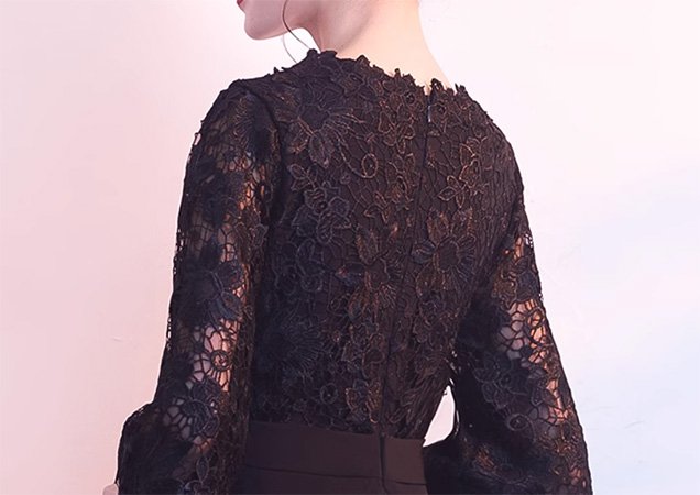 Black Banquet Lace Party Evening Dresses