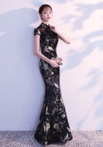 Black Evening Banquet Elegant Long Cheongsam Dresses