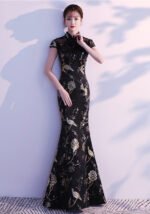 Black Evening Banquet Elegant Long Cheongsam Dresses