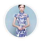 blue cheongsam dresses