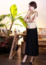 Cheongsam Tops & Black Skirts 2PCS Set Slim Retro