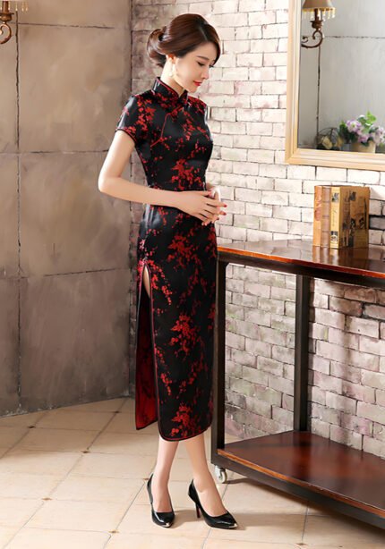 Chinese Style Retro Plus Size Plum Blossom Long Qipao