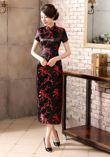 Chinese Style Retro Plus Size Plum Blossom Long Qipao