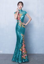 Evening Gown Slim Fishtail Sequin Luxury Cheongsam