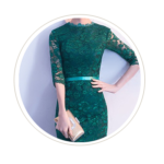 green cheongsam dress