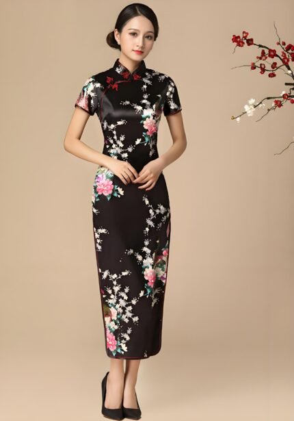 Plus Size Retro 8 Colors Traditional Qipao Dresses Black