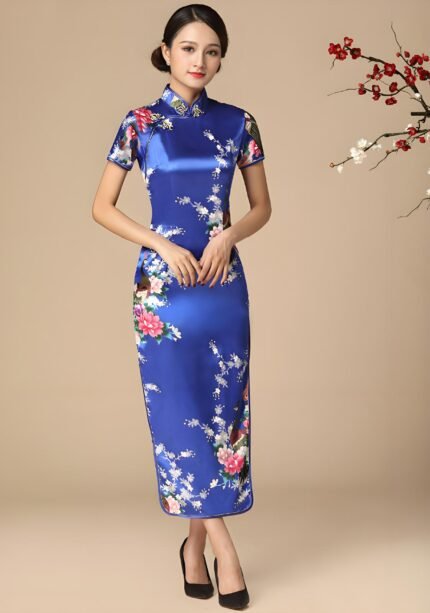 Plus Size Retro 8 Colors Traditional Qipao Dresses blue