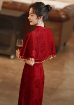 Red Wedding Gown 2PCS Shawl Qipao Dresses