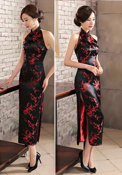 Retro Backless Sleeveless Cheongsam Traditional Qipao Dresses