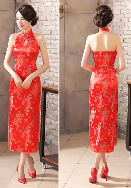 Retro Backless Sleeveless Cheongsam Traditional Qipao Dresses