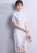 Short Young Lace Women Modern Qipao Dresses