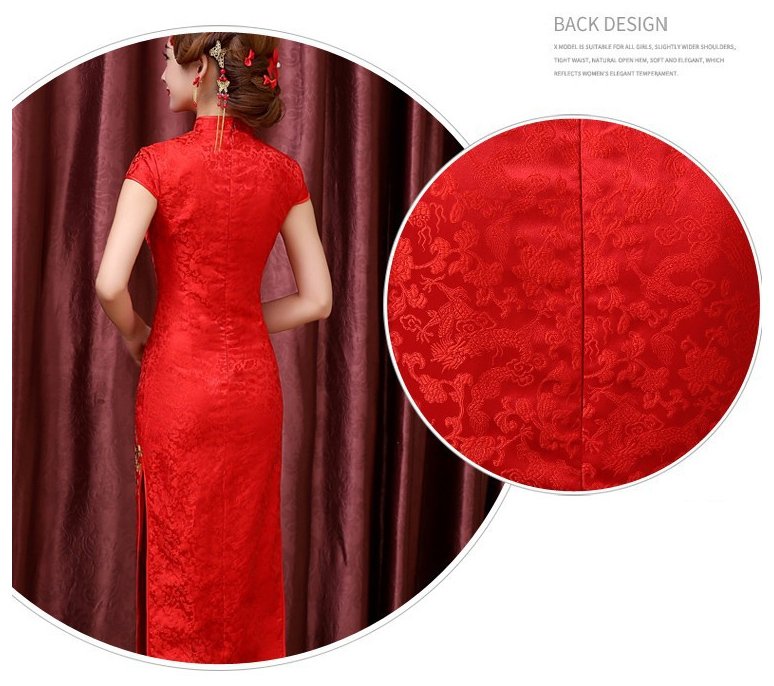 Wedding Cheongsam Dresses Long Red Slimming Toast Bridal