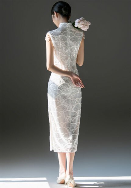 Wedding Cheongsam Dresses White Lace Long