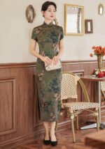 Green Traditional Slim-fit Cheongsam Dress