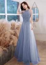 Blue&gray Evening Dress New 2025 Banquet Birthday Dresses