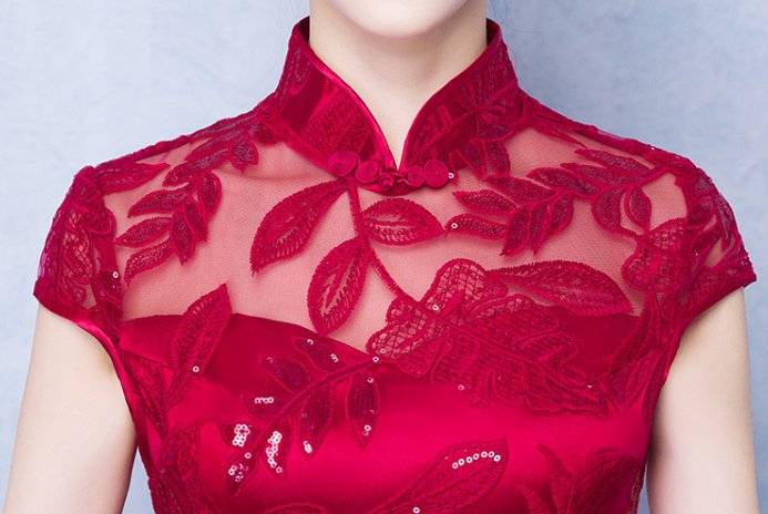 Red Simple Elegant Slimming Fishtail Wedding Qipao