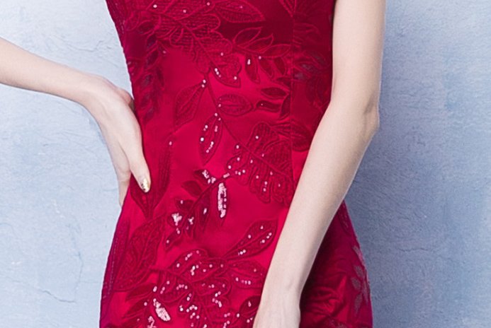 Red Simple Elegant Slimming Fishtail Wedding Qipao