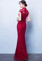 Red Simple Elegant Slimming Fishtail Wedding Qipao