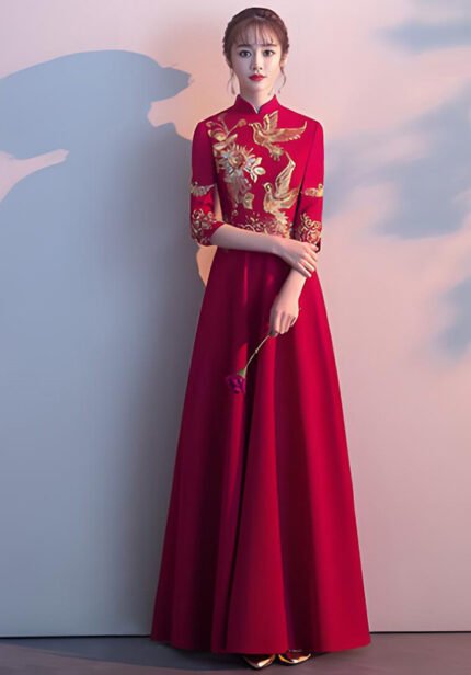 Wedding Qipao Dresses Slim-Fit Bride Cheongsam