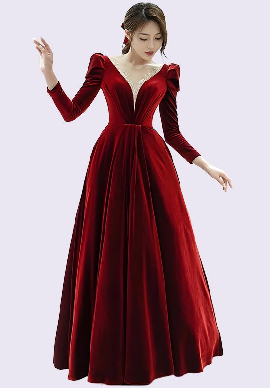 Bride's Wedding Gown Velvet Back Lace Sexy Dresses