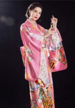 Kimono Pajamas Loungewear Silk Pink Robe