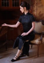 Black Cheongsam Summer Vintage Lace Chinese Dress