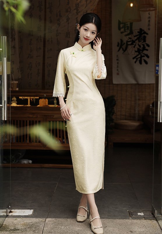 Chinese Style Cheongsam Temperament Lace Qipao Dress
