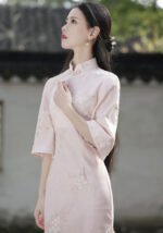 Pink Beige Green Cheongsam Everyday Wear Dress