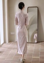 Pink Chinese Cheongsam Half Sleeve Dress