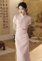 Pink Chinese Dress Lace Cheongsam