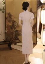 Pink Chinese Dress Lace Cheongsam
