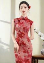 Red Cheongsam 2025 Summer Sleeveless Chinese Dress