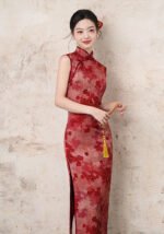 Red Cheongsam 2025 Summer Sleeveless Chinese Dress