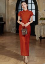 Vintage-Inspired Scarlet Cheongsam Dress