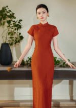 Vintage-Inspired Scarlet Cheongsam Dress