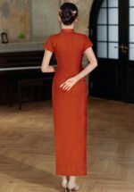 Vintage-Inspired Scarlet Cheongsam Dress