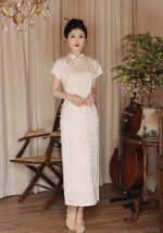 White Cheongsam Summer Retro Chinese Dress