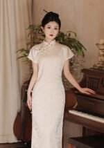 White Cheongsam Summer Retro Chinese Dress
