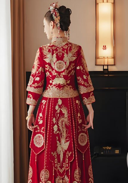 Xiuhe 2025 Bridal Wedding Qun Kwa Chinese Dragon Phoenix Dress