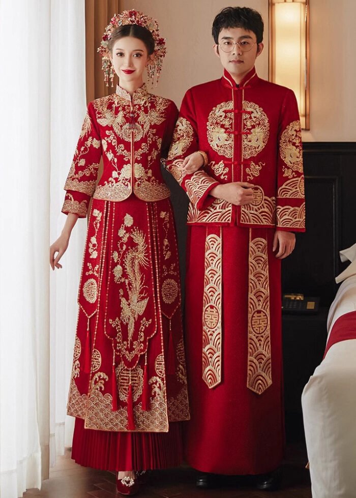 Xiuhe 2025 Bridal Wedding Qun Kwa Chinese Dragon Phoenix Dress