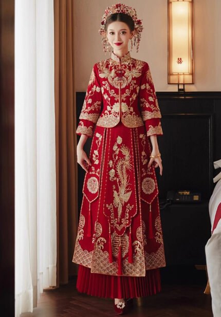 Xiuhe 2025 Bridal Wedding Qun Kwa Chinese Dragon Phoenix Dress