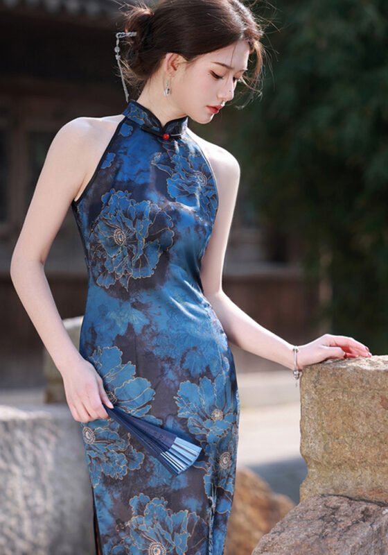 2025 Summer New Collection Halter Neck Cheongsam Dress